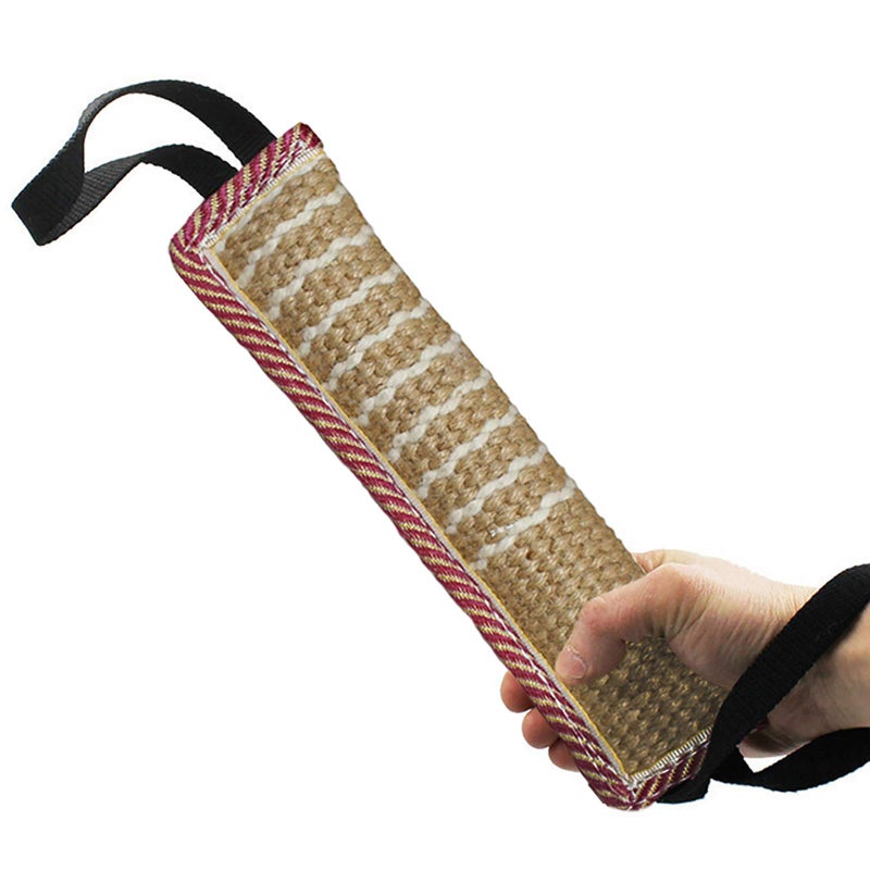 DGSL Dog Tug Toy, Tug of War Dog Toy Jute Bite Pillow with 2 Handles for Puppy Training Interactive Play, Fetch, K9 Suitable for Small Medium Large Dogs (red) - Image 1